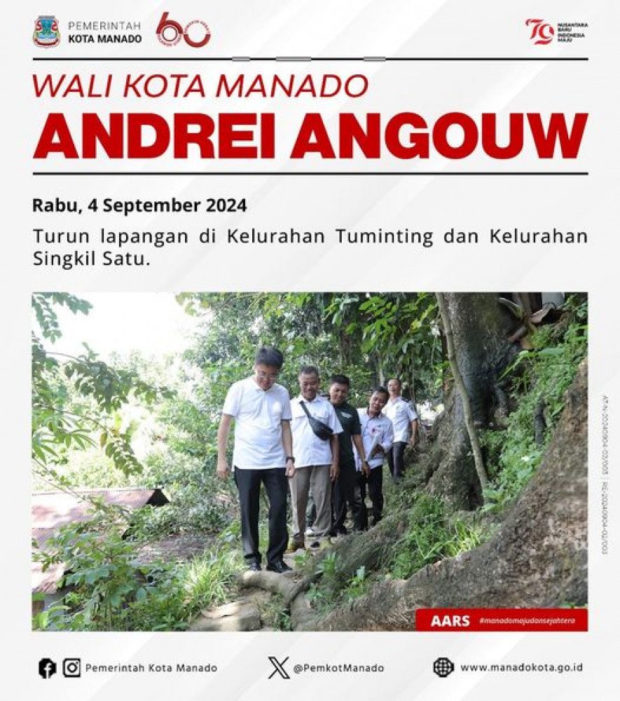 Wali Kota Manado Bpk. Andrei Angouw turun lapangan di Kelurahan Tuminting dan Kelurahan Singkil Satu. Rabu, 4 September 2024