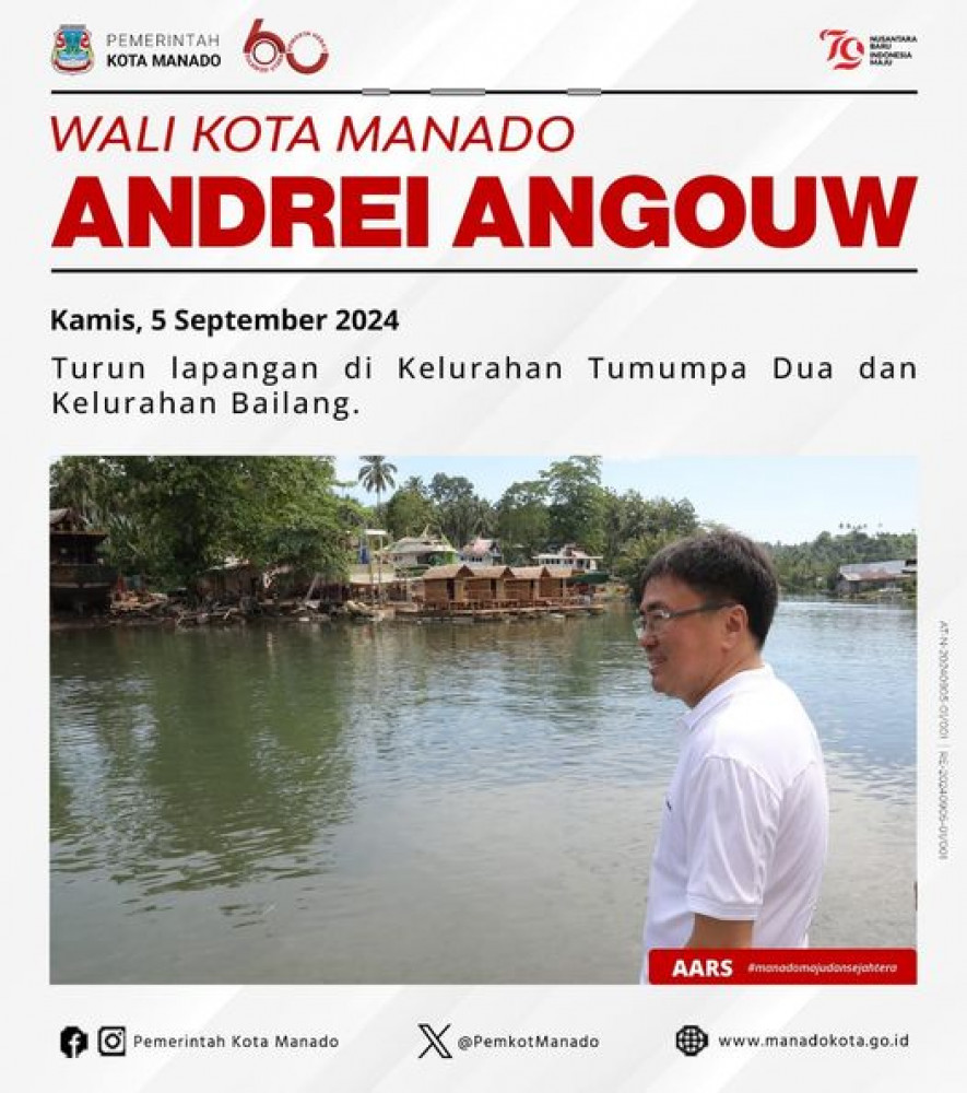 Wali Kota Manado Bpk. Andrei Angouw turun lapangan di Kelurahan Tumumpa Dua dan Kelurahan Bailang. Kamis, 5 September 2024