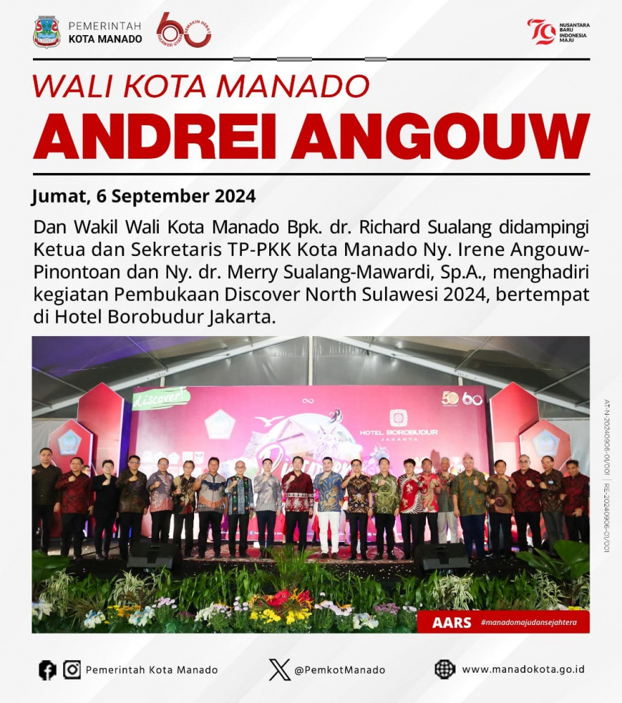 Wali Kota Manado Bpk. Andrei Angouw dan Wakil Wali Kota Manado Bpk. dr. Richard Sualang didampingi Ketua dan Sekretaris TP-PKK Kota Manado Ny. Irene Angouw-Pinontoan dan Ny. dr. Merry Sualang-Mawardi,