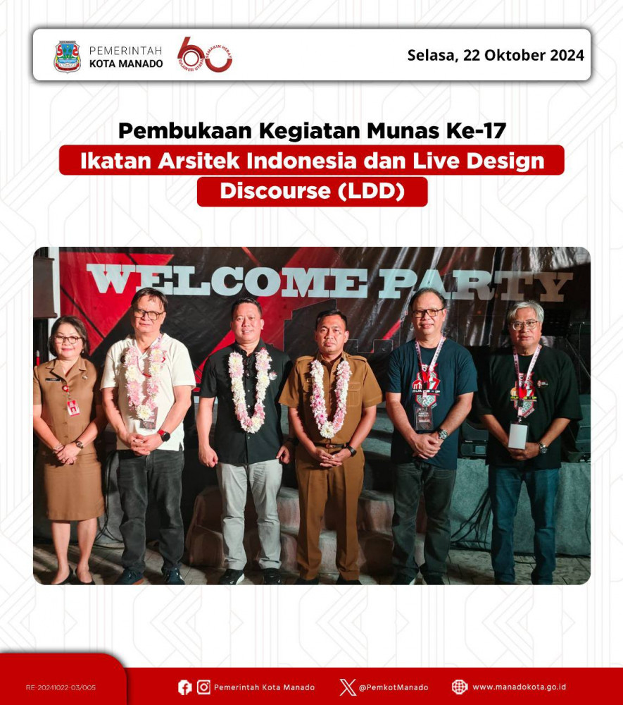Pjs. Wali Kota Manado Bapak Clay Dondokambey, S.STP., M.AP menghadiri kegiatan Musyawarah Nasional ( MUNAS ) Ke-17 Ikatan Arsitek Indonesia dan Live Design Discourse ( LDD ) yang bertempat di Marina B