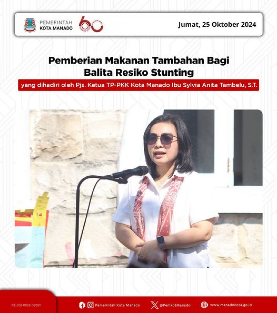 Pemerintah Kota Manado terus melakukan tindakan pencegahan dan program penanggulangan resiko stunting di Kota Manado. Jumat, 25 Oktober 2024