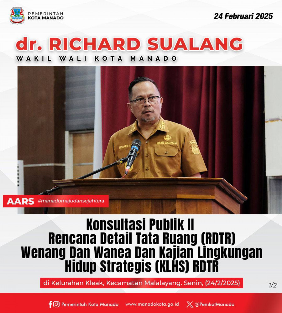 Konsultasi Publik II Rencana Detail Tata Ruang (RDTR) Wenang Dan Wanea Dan Kajian Lingkungan Hidup Strategis (KLHS) RDTR