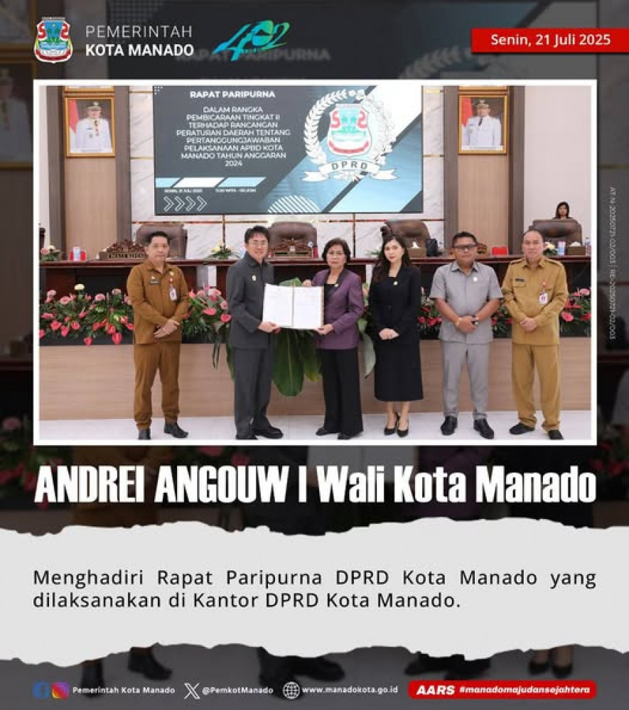 Rapat Paripurna DPRD Kota Manado yang dilaksanakan di Kantor DPRD Kota Manado.