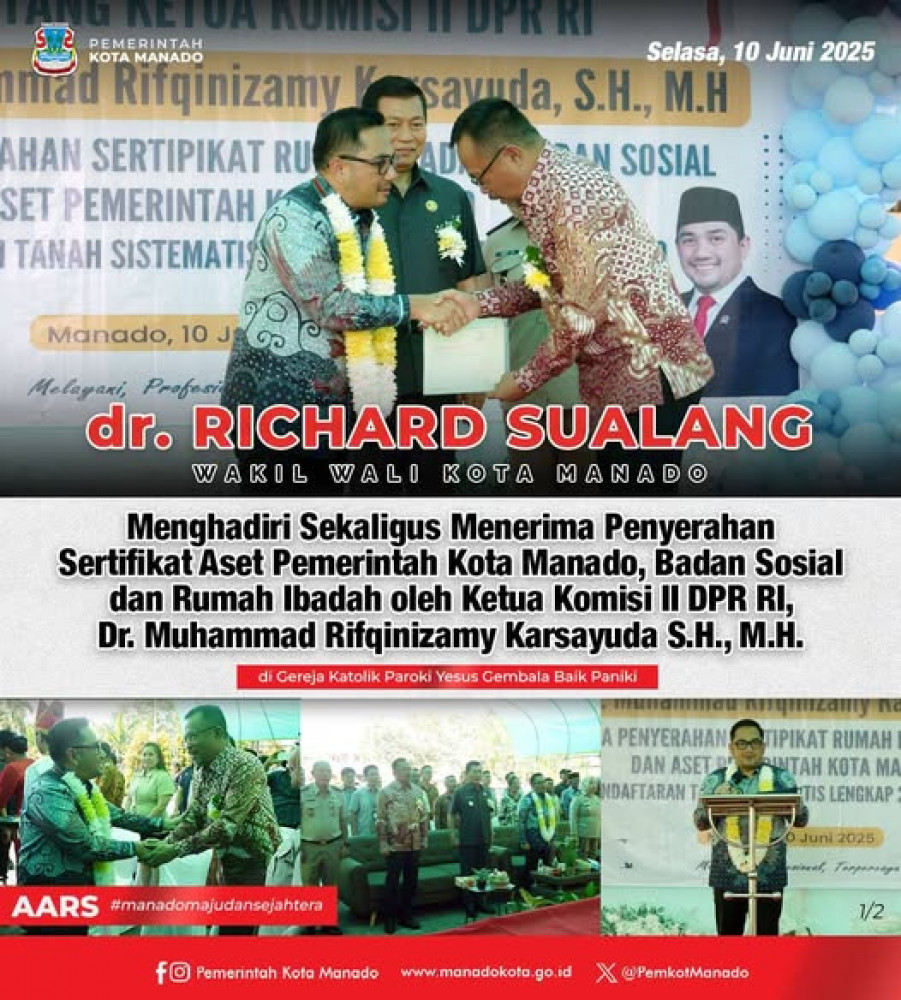 Penyerahan Sertifikat Aset Pemerintah Kota Manado