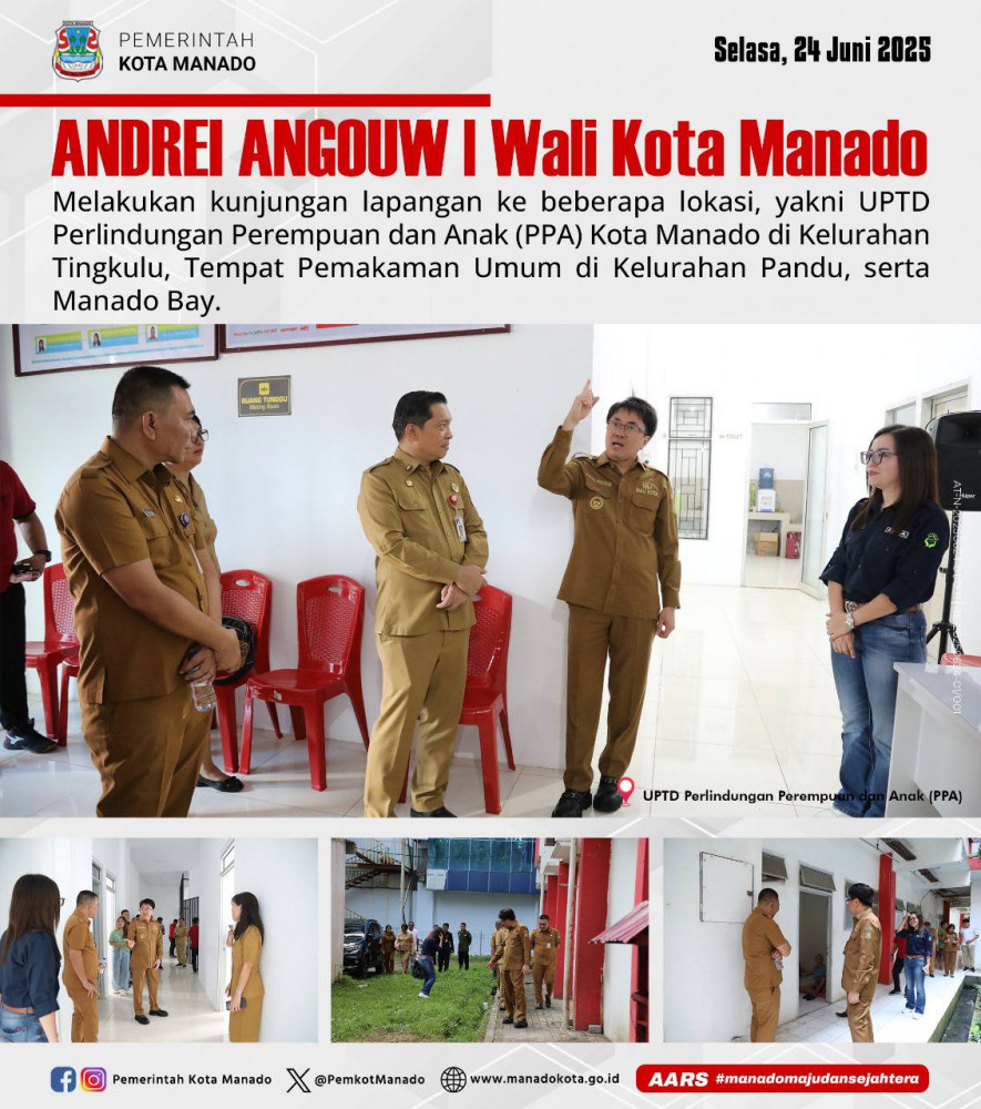 Kunjungan lapangan ke beberpa lokasi sepert UPTD Perlindungan Perempuan dan Anak (PPA) Kota Manado di Kelurahan Tingkulu, Tempat Pemakaman Umum di Kelurahan Pandu, serta Manado Bay.