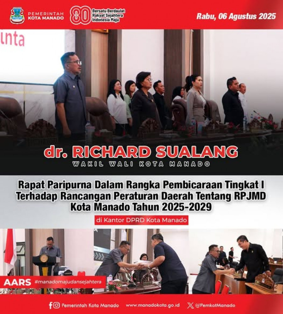 Rapat Paripurna Dalam Rangka Pembicaraan Tingkat I Terhadap Rancangan Peraturan Daerah Tentang RPJMD Kota Manado Tahun 2025-2029